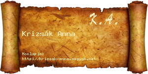Krizsák Anna névjegykártya